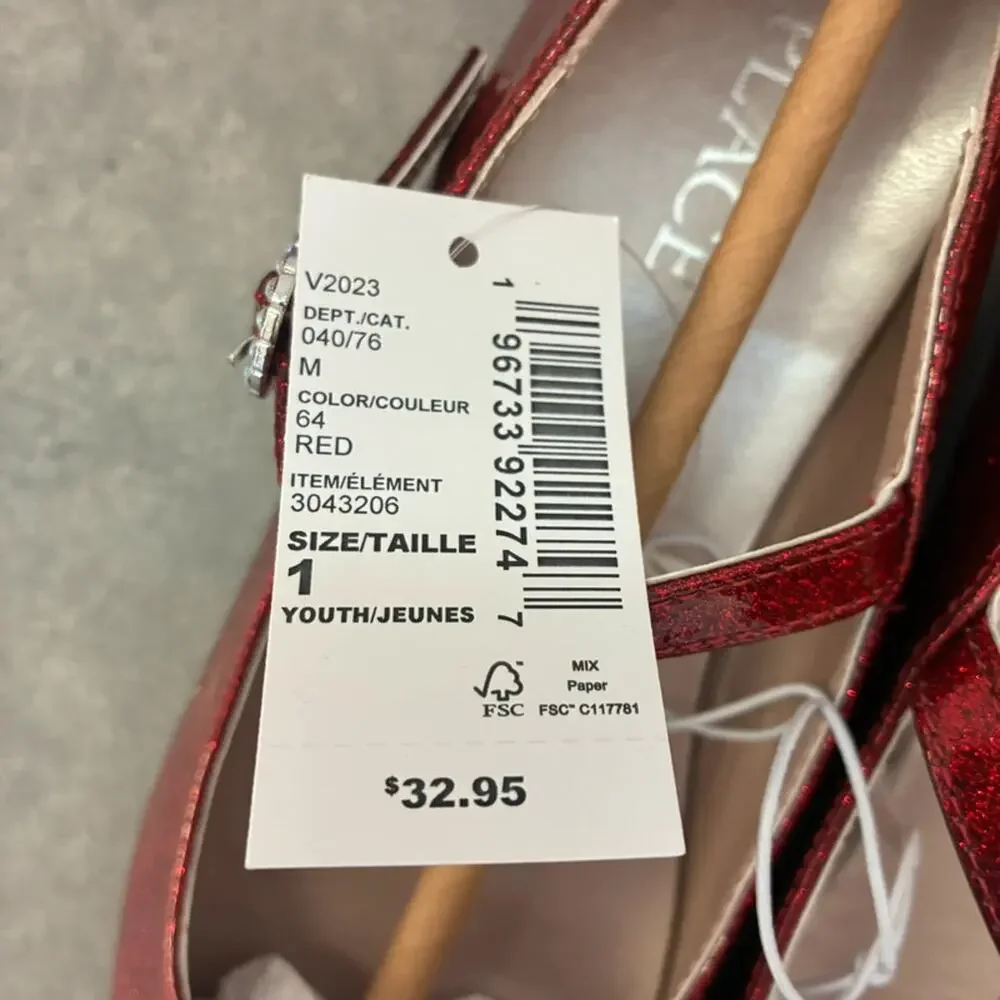 NWT The Children's Place Sparkly Red Mary Jane's Size 1